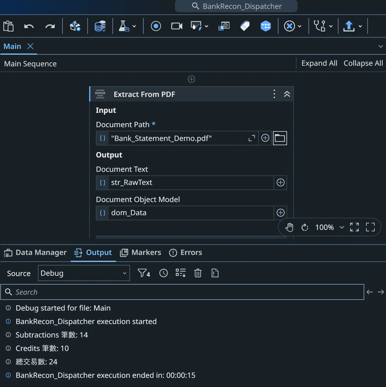 The 'BankRecon_Dispatcher' workflow.