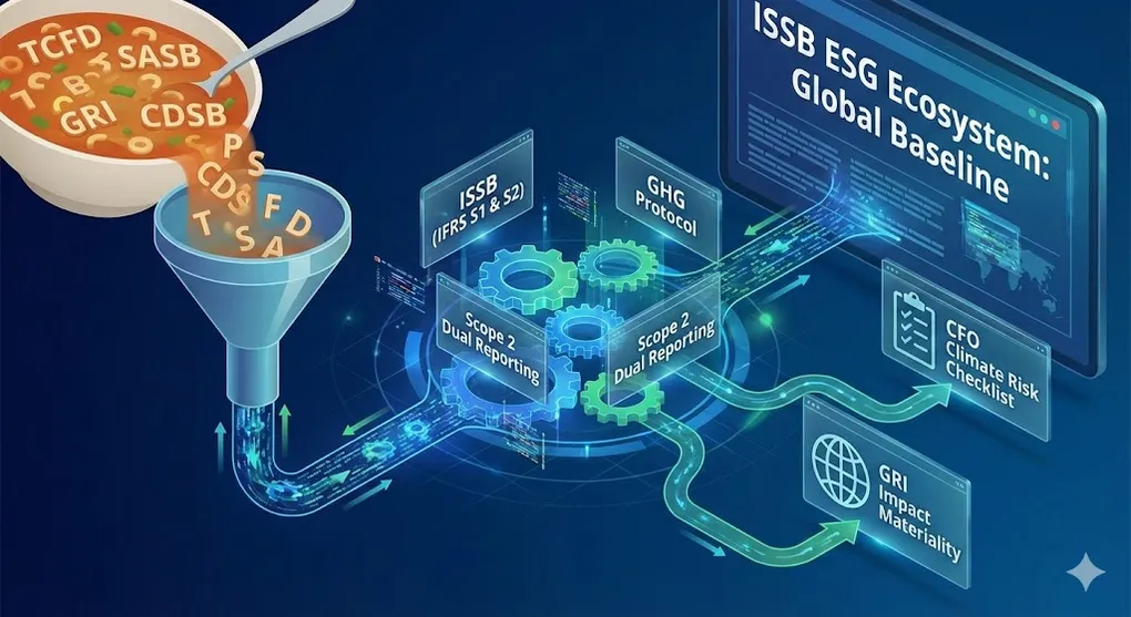 Hero image for ISSB ESG Ecosystem: From Framework Integration to CFO Climate Risk Checklist