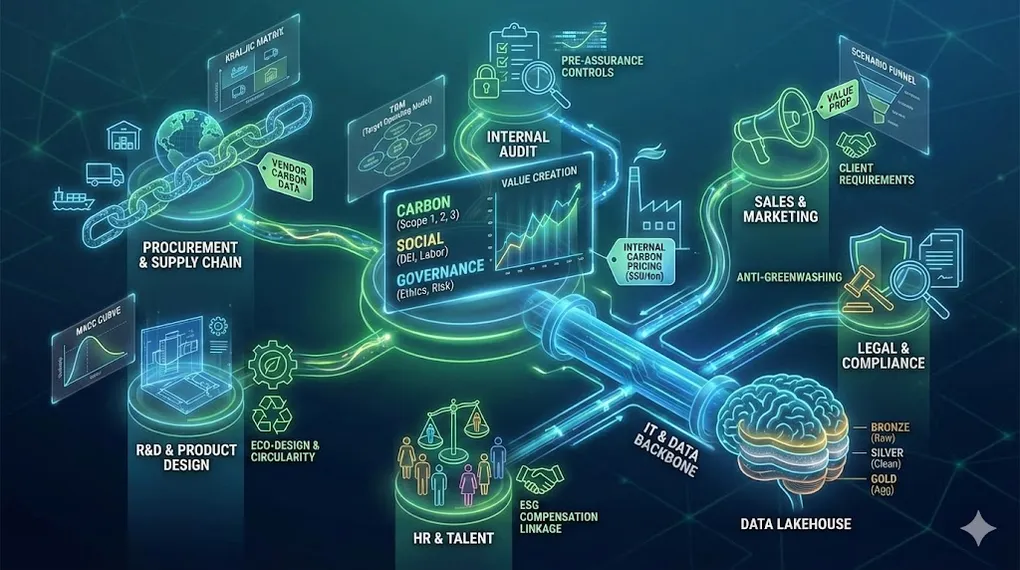 Hero image for ESG Cross-Functional Impact: Departments, Strategy Models, and Data Engineering