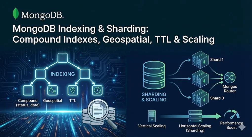 Hero image for MongoDB Indexing & Sharding: Compound Indexes, Geospatial, TTL & Scaling