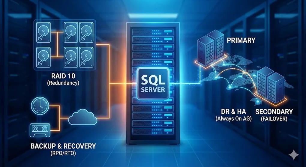Hero image for SQL Server Infrastructure & High Availability: RAID, Backup & DR