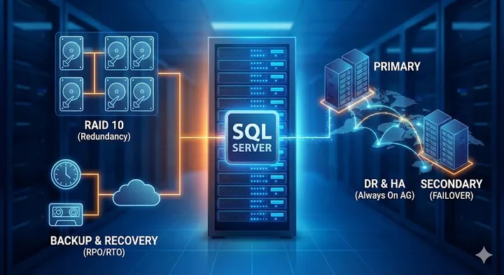 SQL Server Infrastructure & High Availability: RAID, Backup & DR