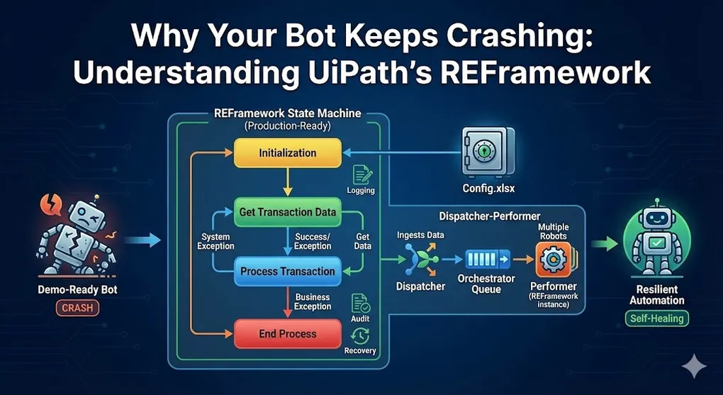 Hero image for Why Your Bot Keeps Crashing: Understanding UiPath's REFramework