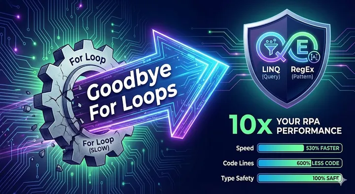 Goodbye For Loops: 10x Your RPA Performance with LINQ and RegEx
