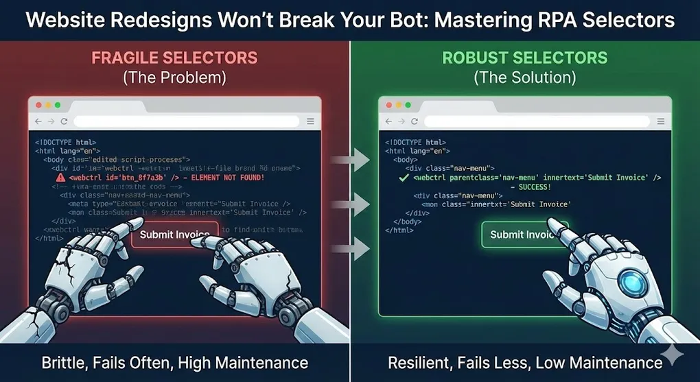 Hero image for Website Redesigns Won't Break Your Bot: Mastering RPA Selectors