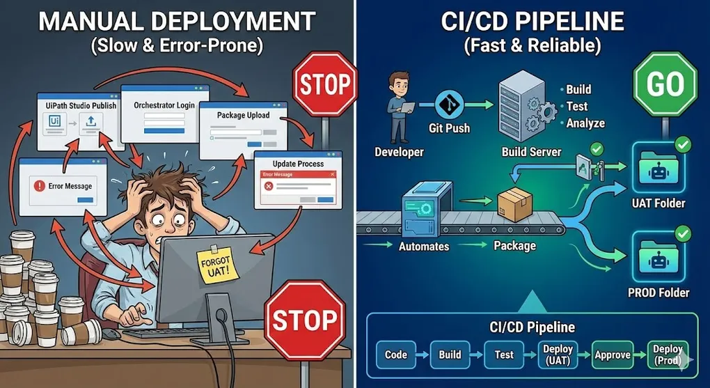Hero image for Stop Manual Deployments: CI/CD Pipelines for RPA