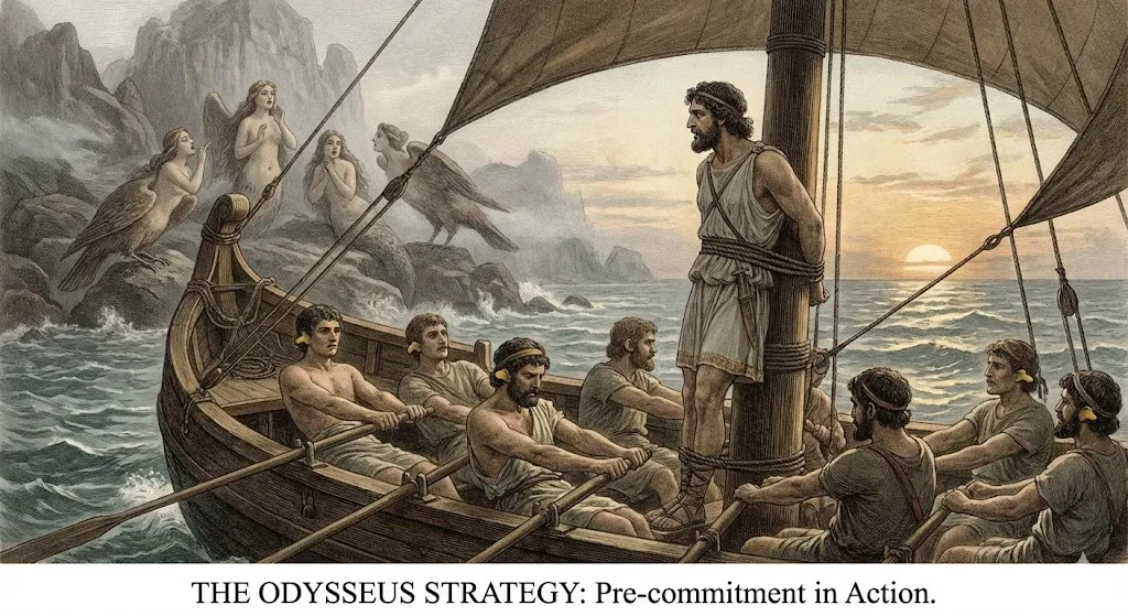 The Odysseus Strategy - Pre-commitment in action: Ulysses tied to the mast