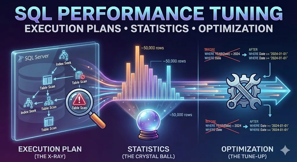 Hero image for SQL Performance Tuning: Execution Plans, Statistics & Optimization