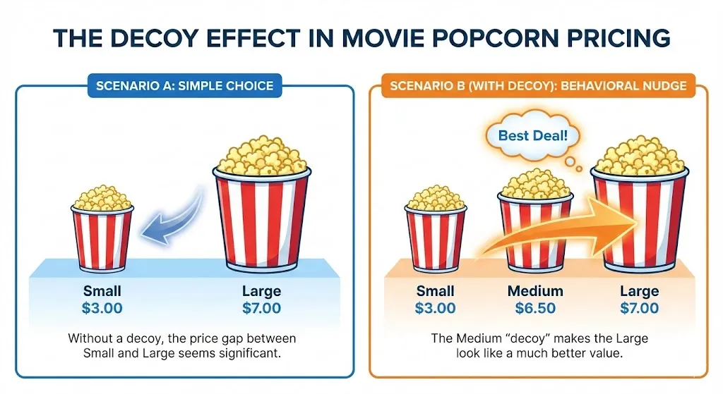 The Decoy Effect in Movie Popcorn Pricing - Adding Medium makes Large look like a better deal